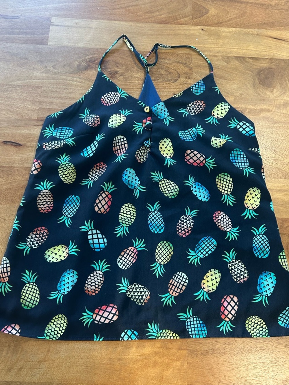Hutch NWT Navy Cami Racer Back Tank with Multicolor Pineapple Print Size Small